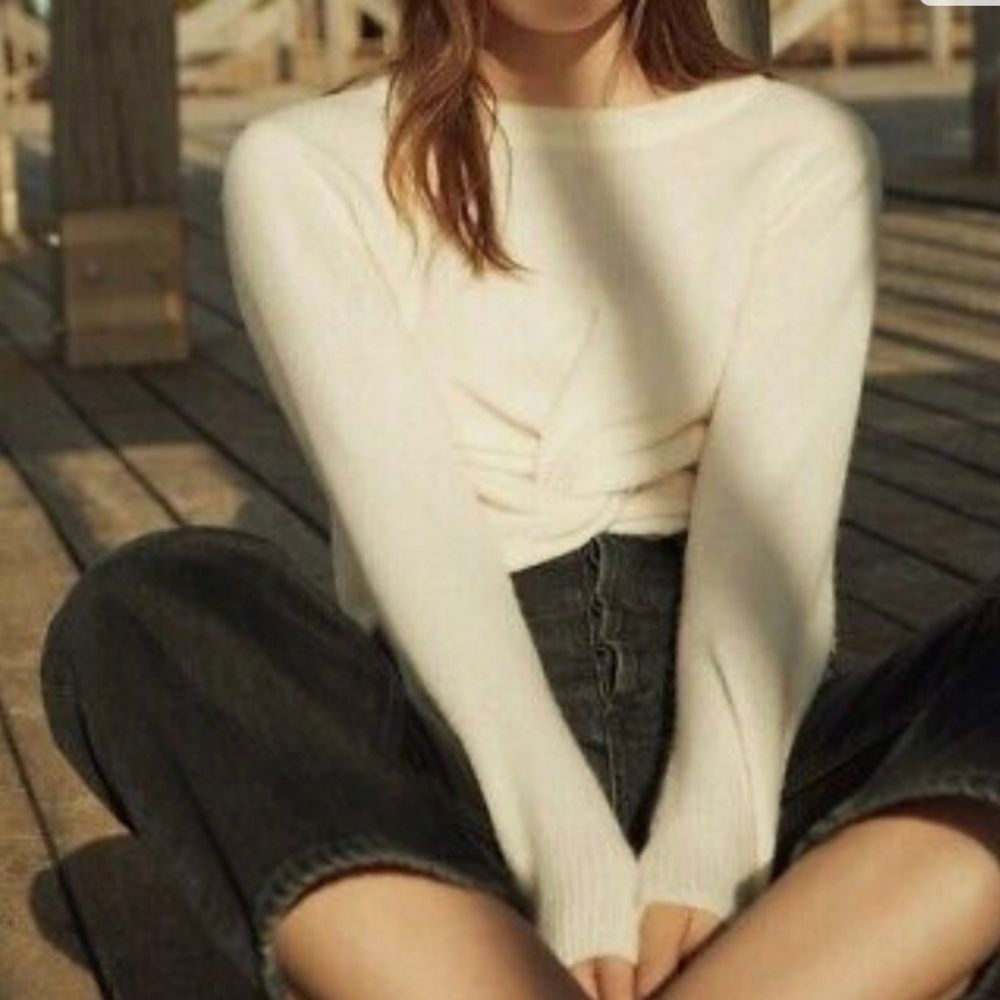 MNG Cream Knot Front Sweater (XS)